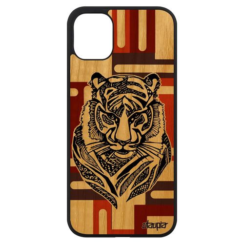 Coque Antichoc Iphone 11 En Bois Silicone Tigre Marron Portable Geometrique Fauve Motif Tribal Tasmanie 4g Ethnique Jolie Tpu