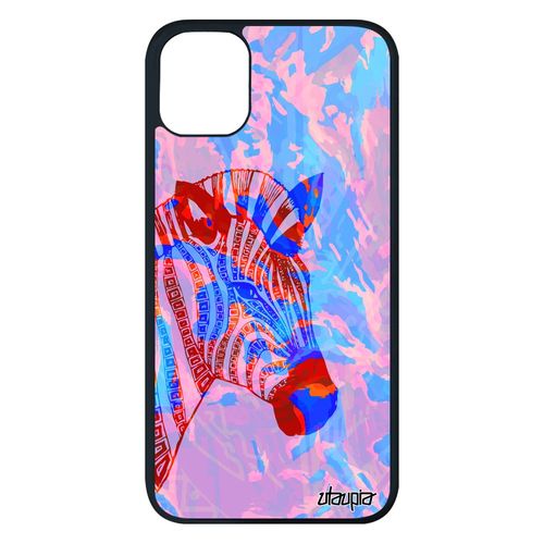 Coque Silicone Iphone 11 Pro Max Zebre Case Animaux Bleu Fantaisie Plume Pastel Housse Multicolore Africain 128 Go Design Rayé