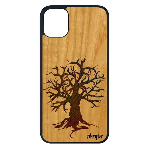 Coque Iphone 11 Pro Max En Bois Naturel Silicone Peinture Arbre Ecologie Foret Zen Original Jaune Tpu 128 Go De Vie Noir Ecolo