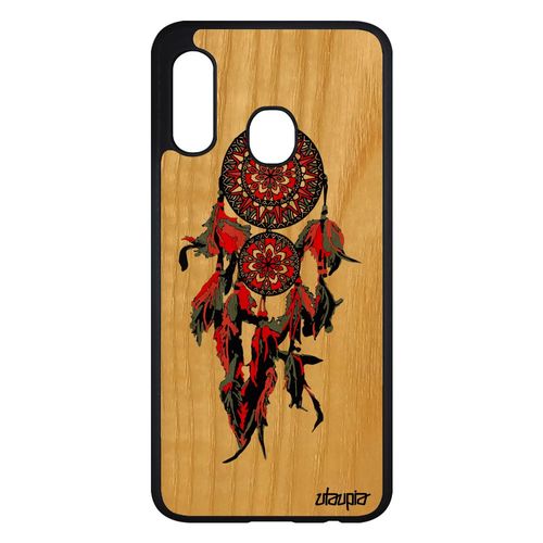 Coque En Bois Attrape Reve Pour Samsung Galaxy A20e Silicone Cadeau Fete Des Meres Ethnique Portable Rouge Maya Dreamcatcher Boheme