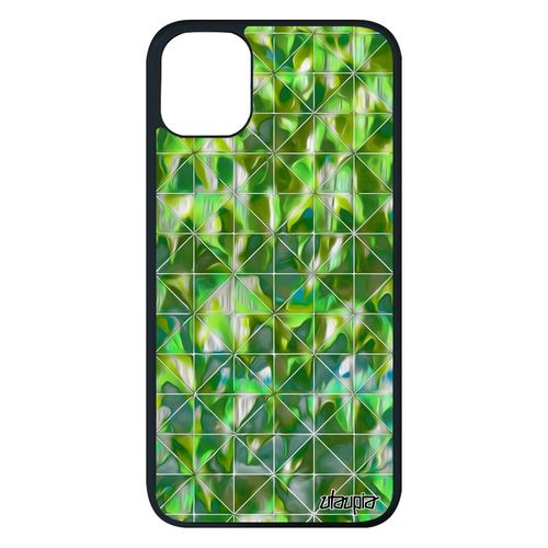 Coque Silicone Telephone Iphone 11 Pro Max Design Carreau Portable Motif Carre Coloré Marbre Jolie Smartphone Alu Effet Vert