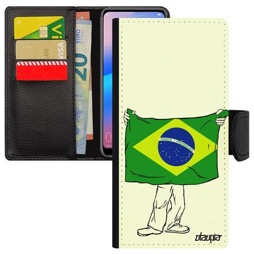 Coque Drapeau Bresil Bresilien Moto G6 Rabat Cover Jeux Olympiques Mobile Football De Protection Foot Portable À Clapet Jo Motorola