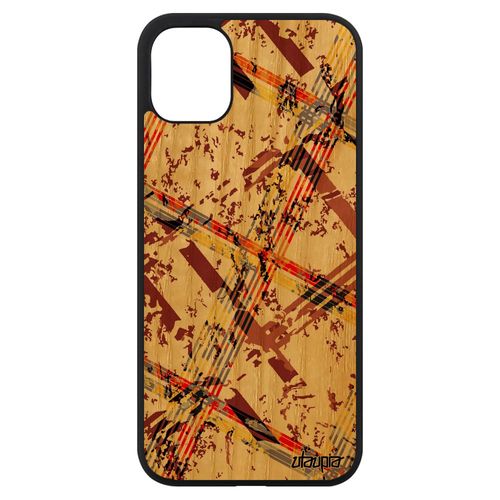 Coque Carreau Tartan Pour Iphone 11 Bois Silicone 4g Effet Antichoc Motif Fond Solide Carre Telephone Design Portable Marron