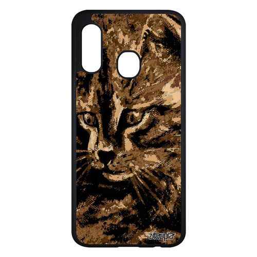 Coque Pour Samsung Galaxy A20e Silicone Chat Image Femme De Protection Chaton Mignon Art Marron Petit Cadeau Fete Des Meres Mobile