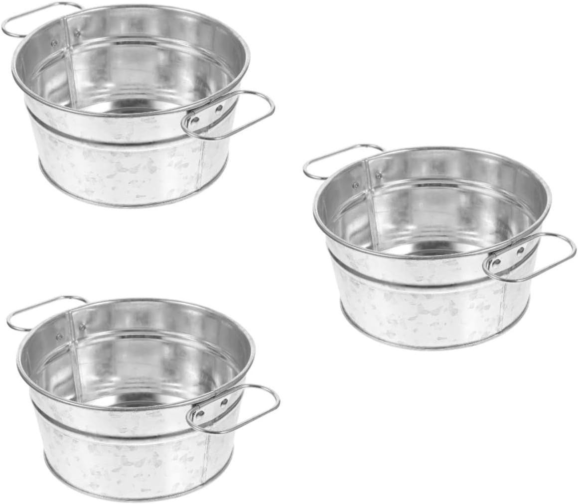 Argentx3pcs 3 Pièces Fer Forgé Plateaux Pour Servir Les Aliments Mini Seau En Fer Blanc Décor De Plateau Seau À Boisson En Métal Seau À Frites Enfant Multifonction Des Bonbons Acier Inoxydable