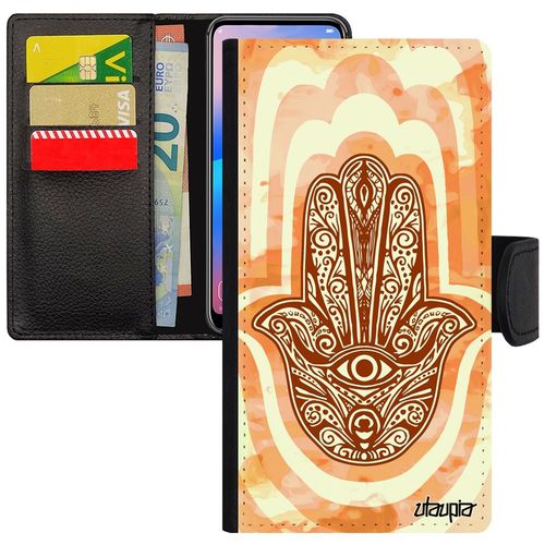 Coque Pour Iphone 11 Pro Max Cuir Main De Fatma Orange Khamsa 128 Go Porte Bonheur Afrique Du Nord Berbere Antichoc Pochette