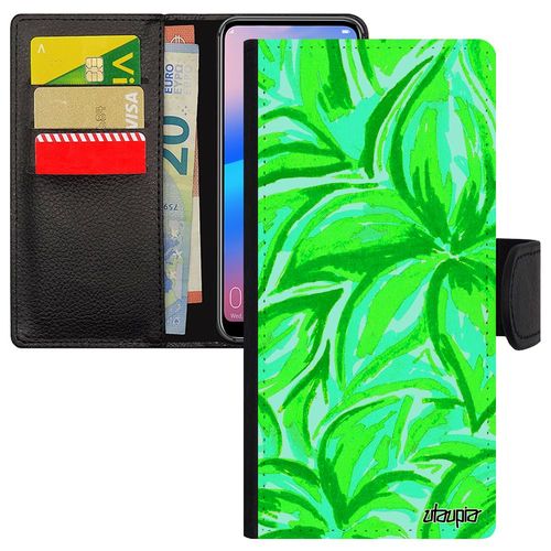 Coque À Rabat Honor 10 Lite Portefeuille Porte Cartes Silicone Fleurs Case Floral Vert Nature Housse Pu Bouquet Cover Peinture Motif