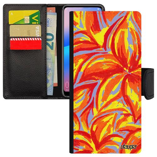 Coque Pour Honor 10 Lite Simili Cuir À Rabat Porte Cartes Fleurs Orange Texture Motif Bouquet Original Portable Nature Housse Coloré