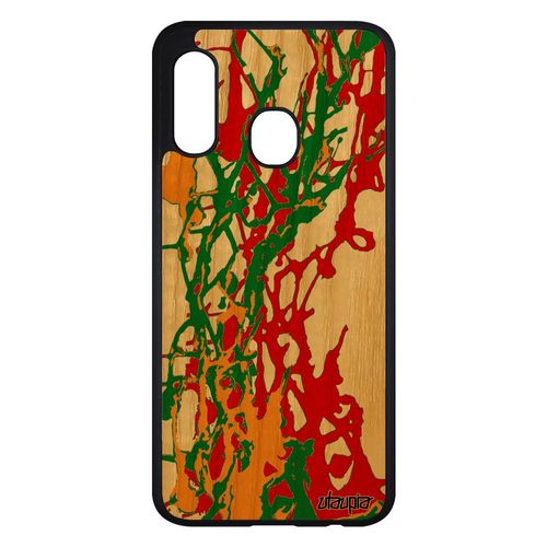 Coque Samsung Galaxy A20e Bois Silicone Peinture Moderne Contemporain Telephone Fond Abstrait Vert Design Jolie Effet Personnalisé
