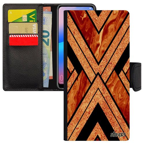 Coque Pour Samsung Galaxy Note 10+ Plus Rabat Marbre Orange Aimantée Pierre Granite Jolie Housse Etui Pas Cher Effet Motif Design De
