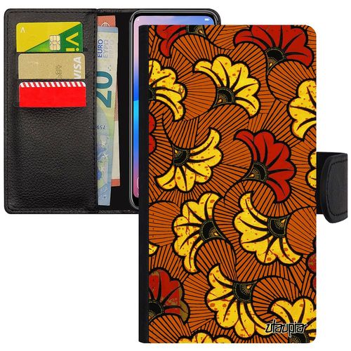 Coque Iphone 11 À Rabat Wax Etui Rigide Africain De Protection Fantaisie Orange Coloré Tissu Dessin Afrique Motif Ethnique En