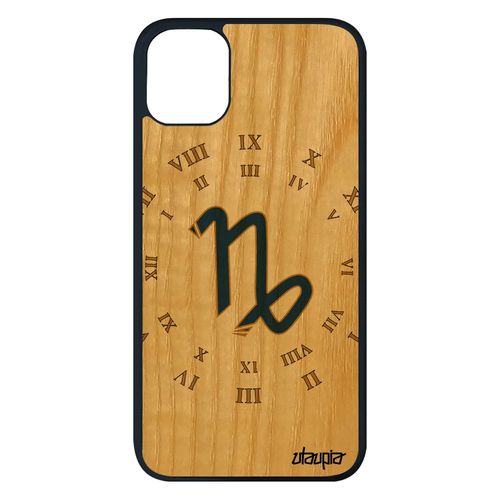 Coque Bois Silicone Pour Iphone 11 Pro Max Signe Capricorne Housse Planete Astrologique Noir 128 Go Horoscope Smartphone Bleu