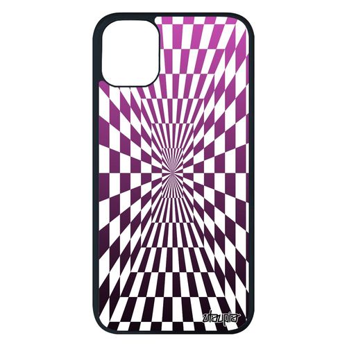 Coque Iphone 11 Pro Max Silicone Illusion D'optique Smartphone Rose Graphique Bumper Geometrique Caoutchouc Case Carreaux De