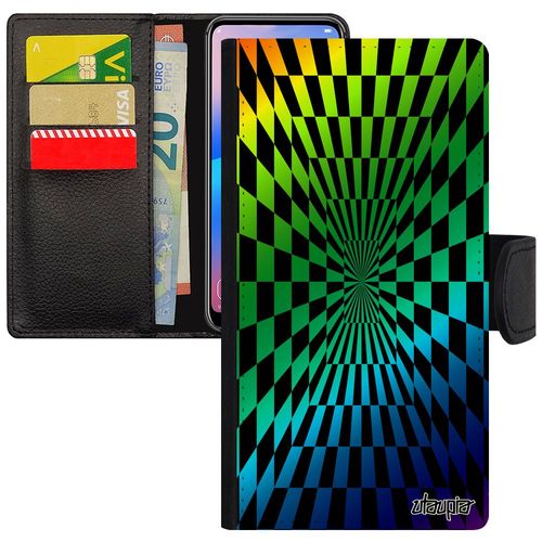 Coque De Protection Iphone 11 Pro Max Portefeuille Illusion D'optique Vert Gay Pride Multicolore Housse Smartphone Carreaux En