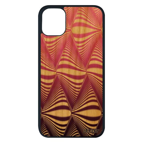 Coque Iphone 11 Pro Max Bois Silicone Illusion D'optique Triangle Rose Personnalisé Magique Effet Dessin Art Visuel Design De