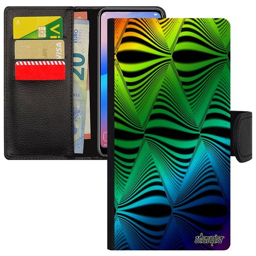 Coque Pour Samsung Galaxy A20e Rabat Portefeuille Illusion D'optique Effet Multicolore Triangle Mirage Gay Pride Smartphone Pu Vert