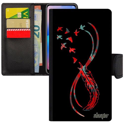 Coque Pour Iphone 11 Pro Rabat Porte Cartes Silicone Infini Aimantée Plume Symbole Couleur Rouge Multicolore Oiseau Etui Jolie