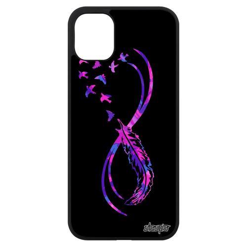 Coque Pour Iphone 11 Silicone Infini Caoutchouc Zen Plume Violet Amour De Protection Cover Metal Femme Telephone Multicolore