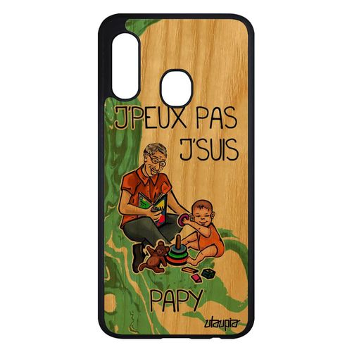 Coque Pour Samsung Galaxy A20e Bois Silicone J'peux Pas J'suis Papy Texte Vert Grand Pere Housse Comique De Protection Pas Cher Papi