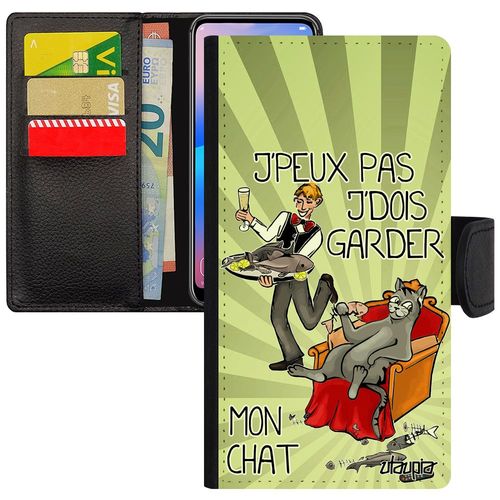 Coque J'peux Pas J'dois Garder Mon Chat Iphone 11 Pro Max Cuir Portefeuille Je Humoristique Cover Vert Cartoon Humour Bd Jpeux