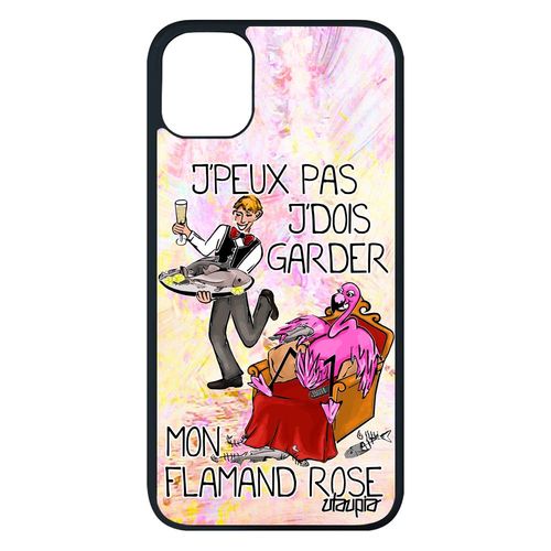 Coque Humour J'peux Pas J'dois Garder Mon Flamand Rose Iphone 11 Pro Max Silicone Violet Rigide Comique Etui Portable Dessin