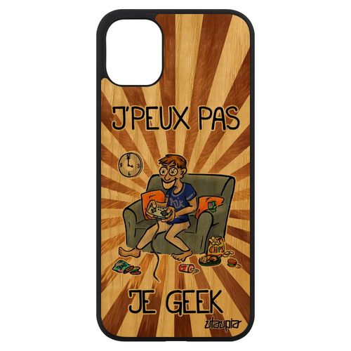 Coque Silicone Iphone 11 Bois J'peux Pas Je Geek Jpeux Humour Console Play Marron Texte Je Personnalisé Dessin Etui Case Drole