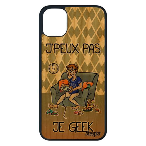 Coque J'peux Pas Je Geek Iphone 11 Pro Max En Bois Silicone Jeux Video Humoristique Gamer Vert Bumper Bd Console Je Play Texte