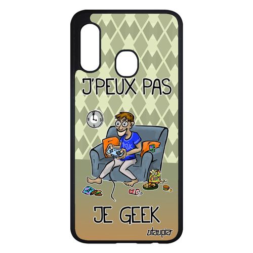 Coque Silicone Samsung Galaxy A20e J'peux Pas Je Geek Comique Humour Drole Je Bd Vert Texte Gamer De Protection Jpeux Console Housse