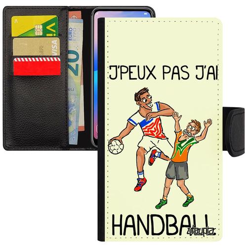 Coque J'peux Pas J'ai Handball Iphone 11 Simili Cuir Rabat Porte Cartes De Protection Humoristique Drole Hand Noir Sport Blanc