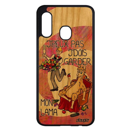 Coque Silicone Pour Samsung Galaxy A20e Bois J'peux Pas J'dois Garder Mon Lama Portable De Protection Smartphone Animaux Texte Rose