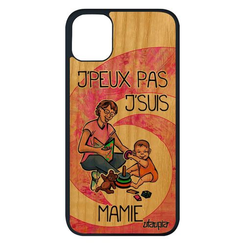 Coque En Bois Iphone 11 Pro Max Silicone Humour J'peux Pas J'suis Mamie Je Bande Dessinée Grand Mere Jpeux Texte Mamy Rose Tpu