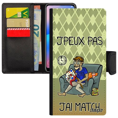 Coque Samsung Galaxy A20e Portefeuille J'peux Pas J'ai Match Football Antichoc Bd Coupe D'europe Foot Basket Vert Smartphone Jpeux