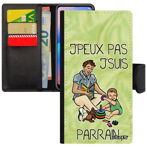 Coque Iphone 11 Pro Max Cuir Rabat J'peux Pas J'suis Parrain Design Case Portable Jpeux Vert Je Texte Bd Telephone Leather De