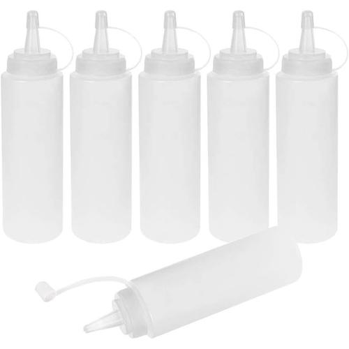 Bouteille Sauce, Recipient Sauce, 6 Pcs 250ml Bouteille À Condiments, Bouteille De Sauce,8oz Presser Les Bouteilles, Transparent Flacon Souple En Plastique Pour La Peinture, La Cuisson, Le Ketchup