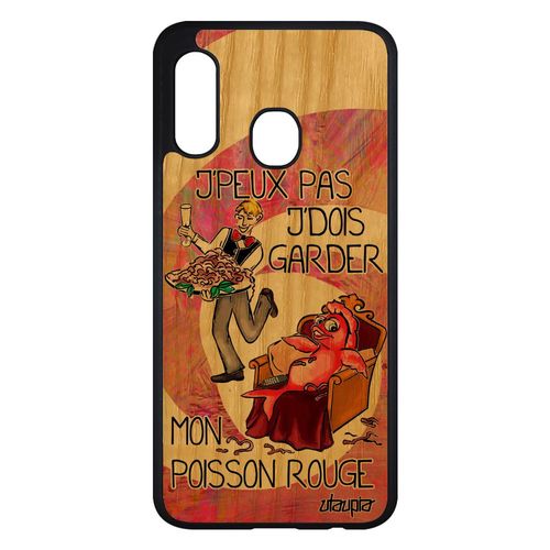 Coque J'peux Pas J'dois Garder Mon Poisson Rouge Samsung Galaxy A20e Bois Silicone Personnalisé Bande Dessinée Je Housse Texte Frêne