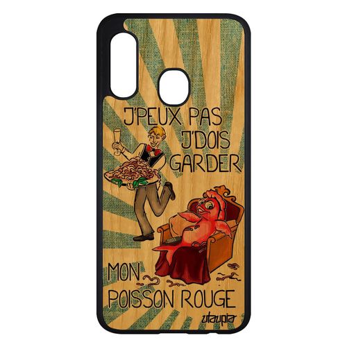 Coque Bois Humour J'peux Pas J'dois Garder Mon Poisson Rouge Samsung Galaxy A20e Silicone Rigide Comique Animal Antichoc Drole Bd De