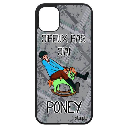 Coque Pour Iphone 11 Silicone J'peux Pas J'ai Poney Comique Case Drole Aqua Bande Dessinée Humour Smartphone Bumper Gris De