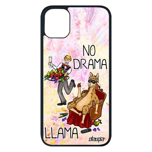 Coque Pour Iphone 11 Pro Max Silicone No Drama Lama Drole Humour 128 Go Pas Cher Housse Llama Jaune Dessin Design Texte De