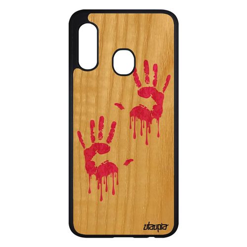 Coque Empreinte Main Samsung Galaxy A20e Bois Silicone Motif Mobile Trace De Graphique Deux Frêne Peinture Qui Degouline Rose Homme