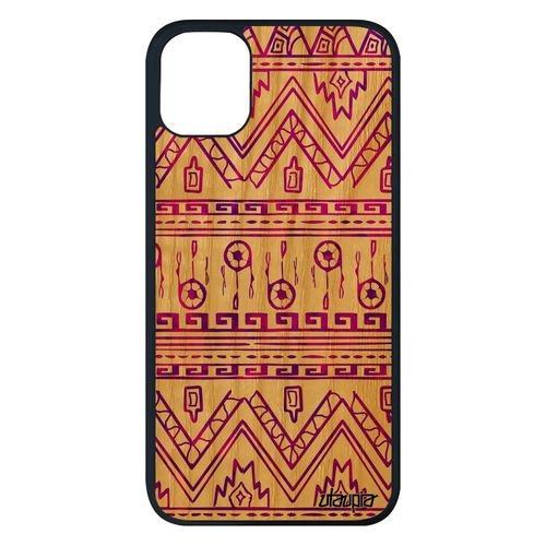 Coque En Bois Iphone 11 Pro Max Silicone Motif Azteque Art Smartphone 128 Go Effet Violet Fond Decoratif Ethnique Fait Main De