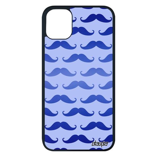 Coque Silicone Pour Iphone 11 Pro Max Moustache Imprime Bleu 128 Go Tendance Case Vintage Homme Motif Etui Peinture Smartphone