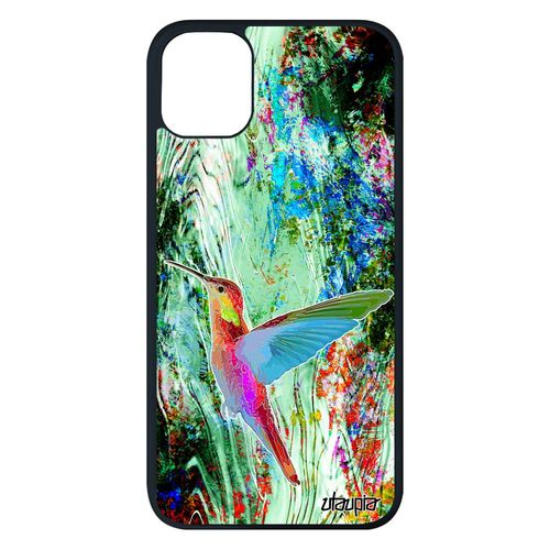 Coque Iphone 11 Pro Max Silicone Colibri Design Nature Plumes Housse Fleurs Vert Ecologie Bumper Animaux De Protection Floral