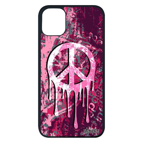 Coque Peace And Love Pour Iphone 11 Pro Max Silicone Graffiti Journal Symbole Peinture Femme Tatouage Rose Street Art Rasta De