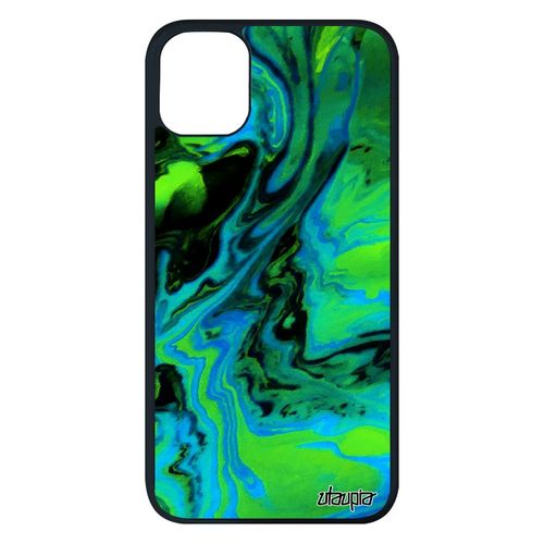 Coque Silicone Iphone 11 Pro Max Peinture Personnalisé Motif Design Matiere Fond 128 Go Dessin Etui Contemporain Vert Effet De