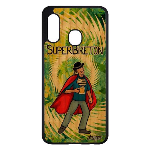 Coque Pour Samsung Galaxy A20e En Bois Naturel Silicone Super Breton Texte Solide Etui Unique Heros Antichoc Cadeau De Noel Vert Bd