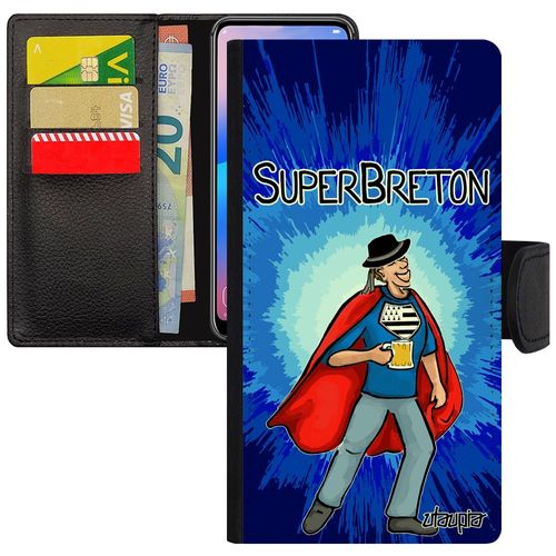 Coque Iphone 11 Pro Max Rabat Super Breton Pu Drole Bleu Texte Antichoc Bande Dessinée Comics Humoristique Portable 128 Go En