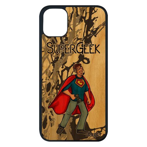 Coque En Bois Super Geek Iphone 11 Pro Max Silicone Heros Jeux Video Humour Comique Texte Housse Gamer 128 Go Play Drole Gris