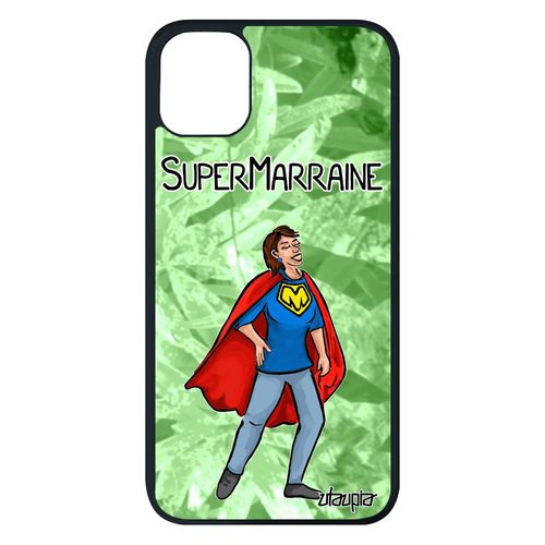 Coque Silicone Pour Iphone 11 Pro Max Super Marraine Heros Humour Drole Comique Naissance Fille Comics Cover Telephone Vert De
