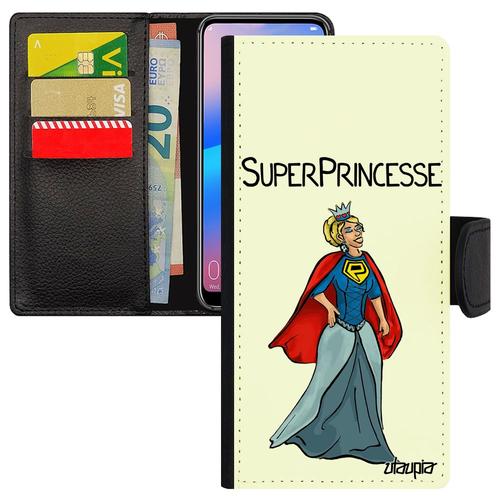 Coque Moto G6 Rabat Super Princesse Telephone Femme Cover Comics De Protection Humour Solide À Clapet Portable Blanc Texte Motorola