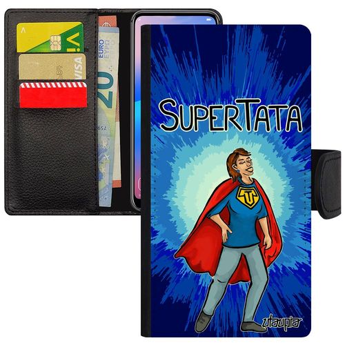 Coque Pour Iphone 11 Pro Max Simili Cuir Super Tata Etui 128 Go Smartphone Humoristique Dessin Heros Leather Bleu Humour Drole